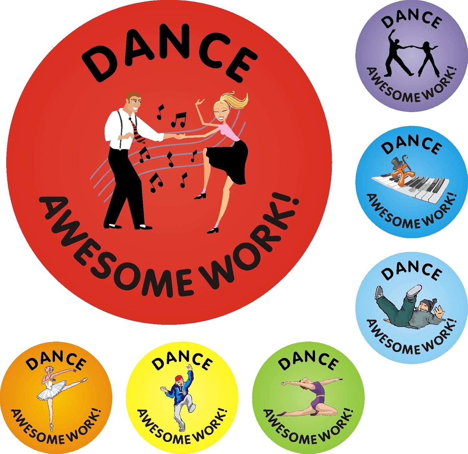 140 Dance Awesome Work Reward Praise Stickers Teacher Parents Children