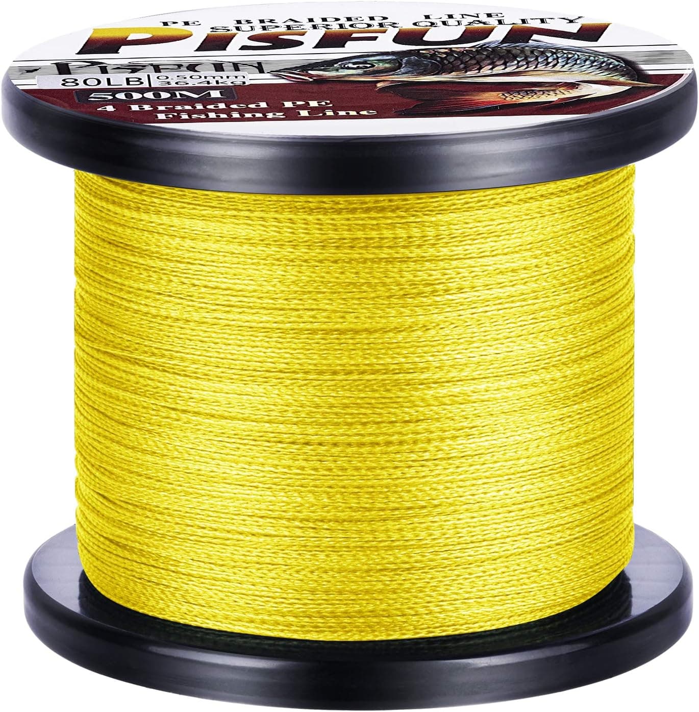 Pisfun Super Strong Braided Fishing Line 4 Strands Fishing Line Saltwater Freshwater 14-80LB 500M(547 Yard)/1000M(1100 Yard) Advanced Braided line