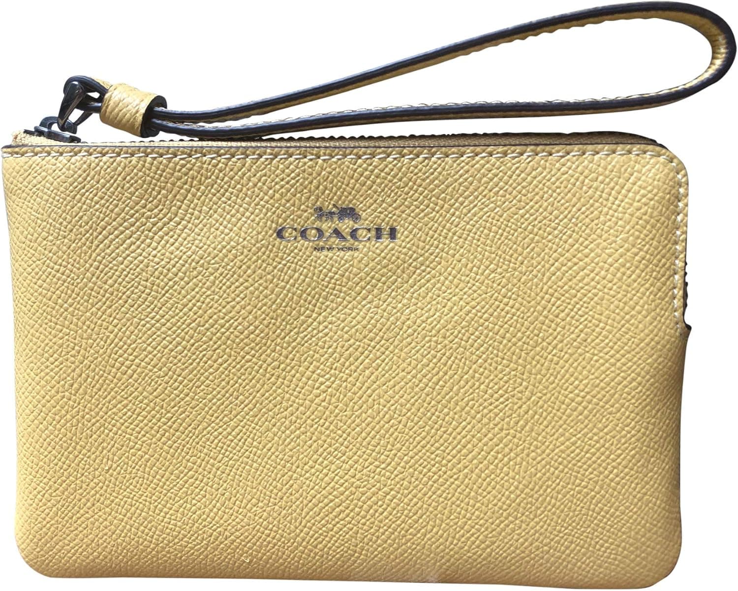 Coach Crossgrain Leather Corner Zip Wristlet (Sunflower)