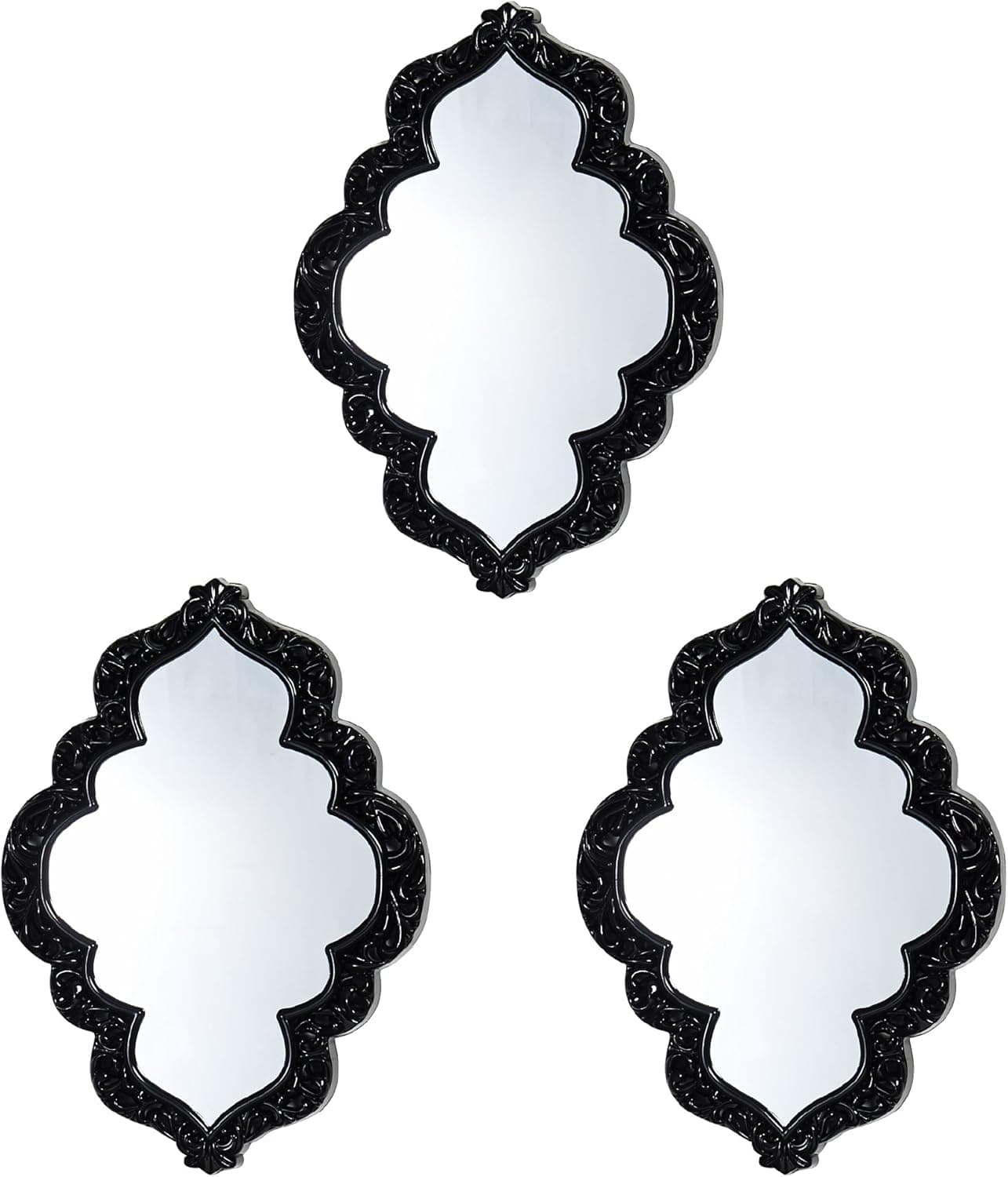 Elements Sweetheart Wall Mirrors, 12-Inch, Set of 3, Black