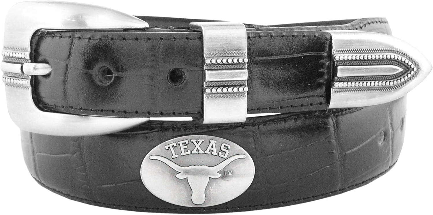 Zeppelin Products Inc. NCAA Texas Longhorns Crocodile Tip Leather Concho Belt