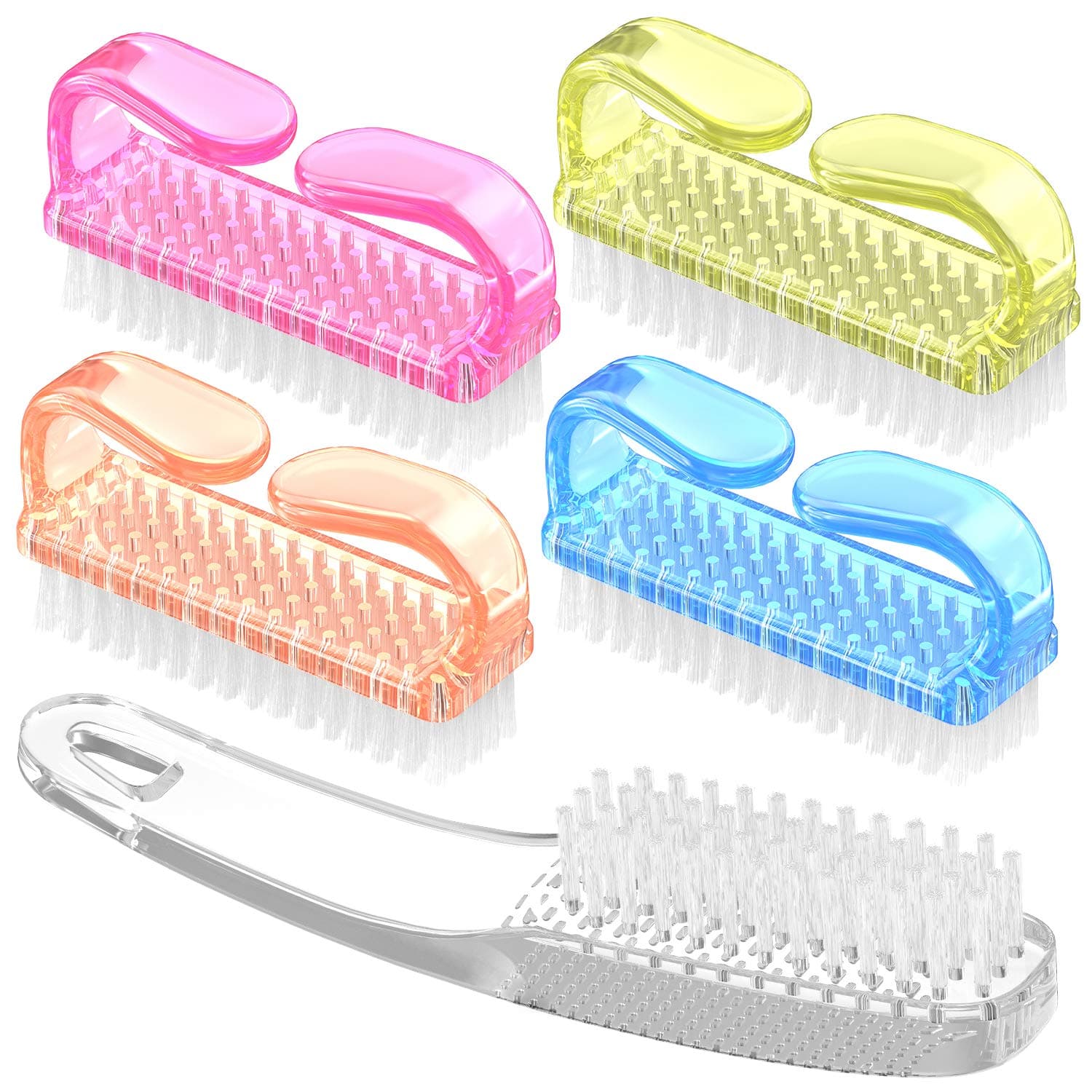Handle Grip Nail Brush, Larbois Hand Fingernail Brush Cleaner Scrubbing Kit Pedicure for Toes and Nails Men Women (5 Pack)