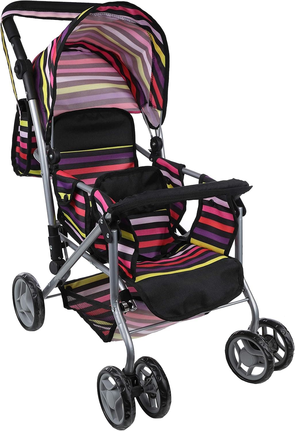 Mommy & Me Twin Doll Pram Back to Back with Swiveling Wheels & Free Carriage Bag - 9668