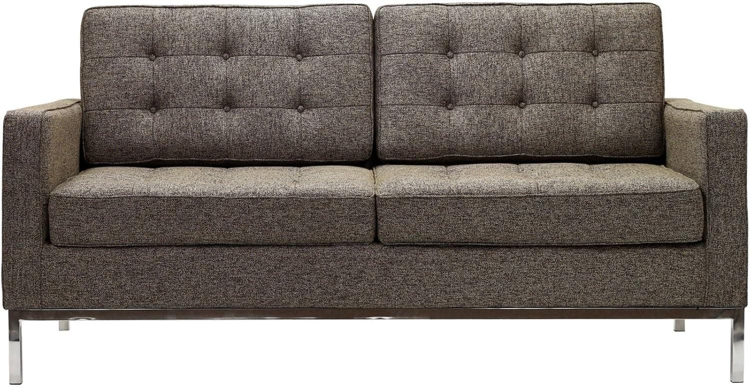 Modway Florence Style Loveseat in Oatmeal Wool