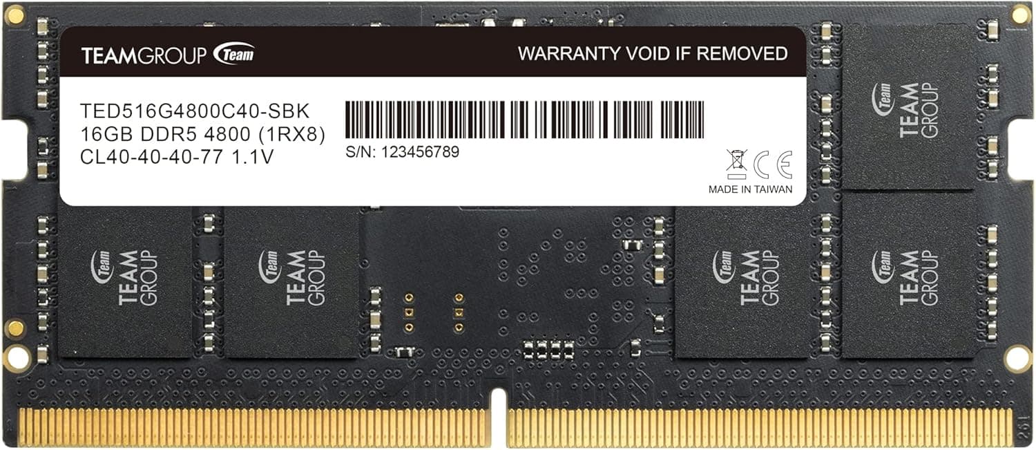 TEAMGROUP Elite SODIMM DDR5 16GB 4800MHz (PC5-38400) CL40 Non-ECC Unbuffered 1.1V 262 Pin Laptop Memory Module Ram - TED516G4800C40-S01