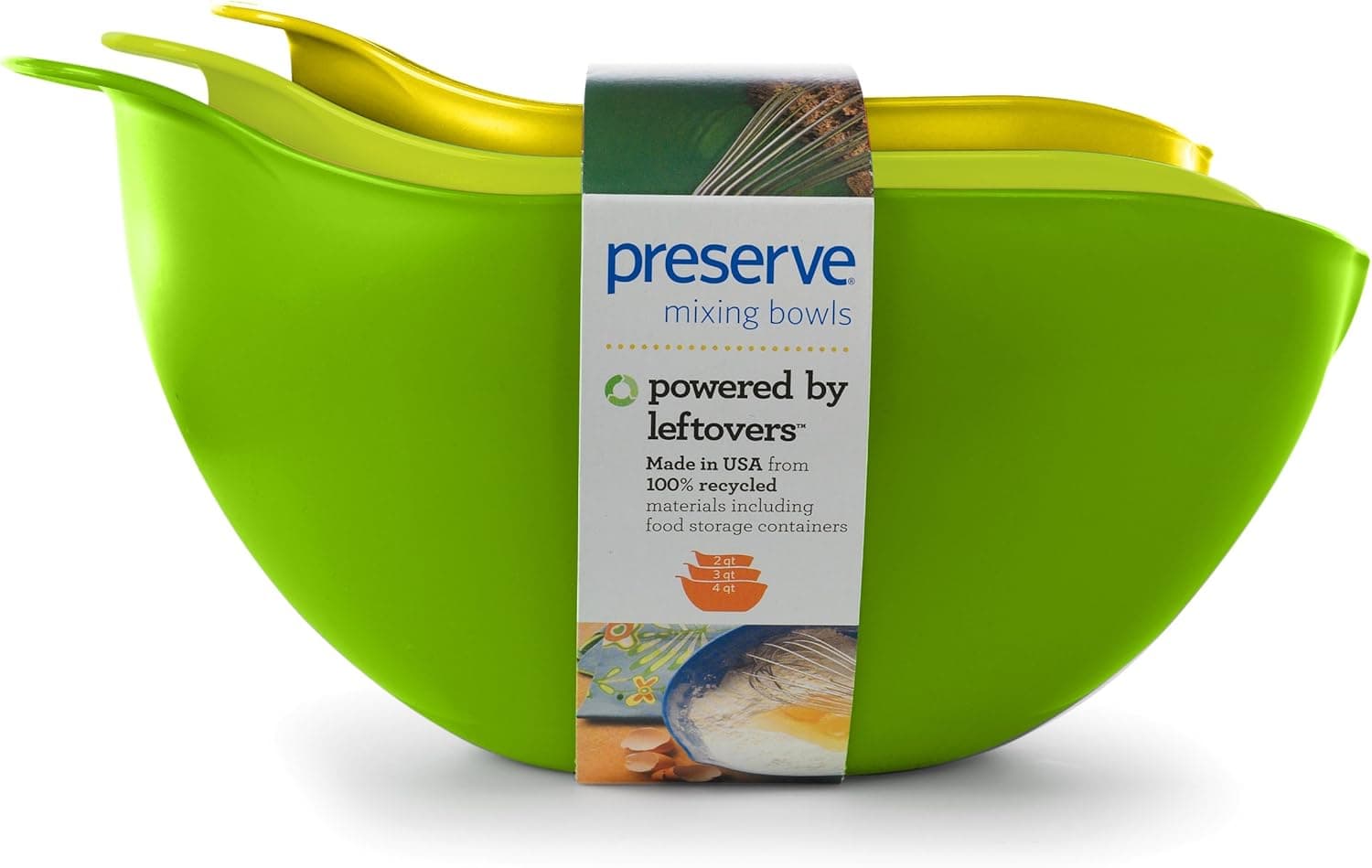 Preserve Nested Mixing Bowl Kitchen Supplies, Set of Three, Green and Yellow