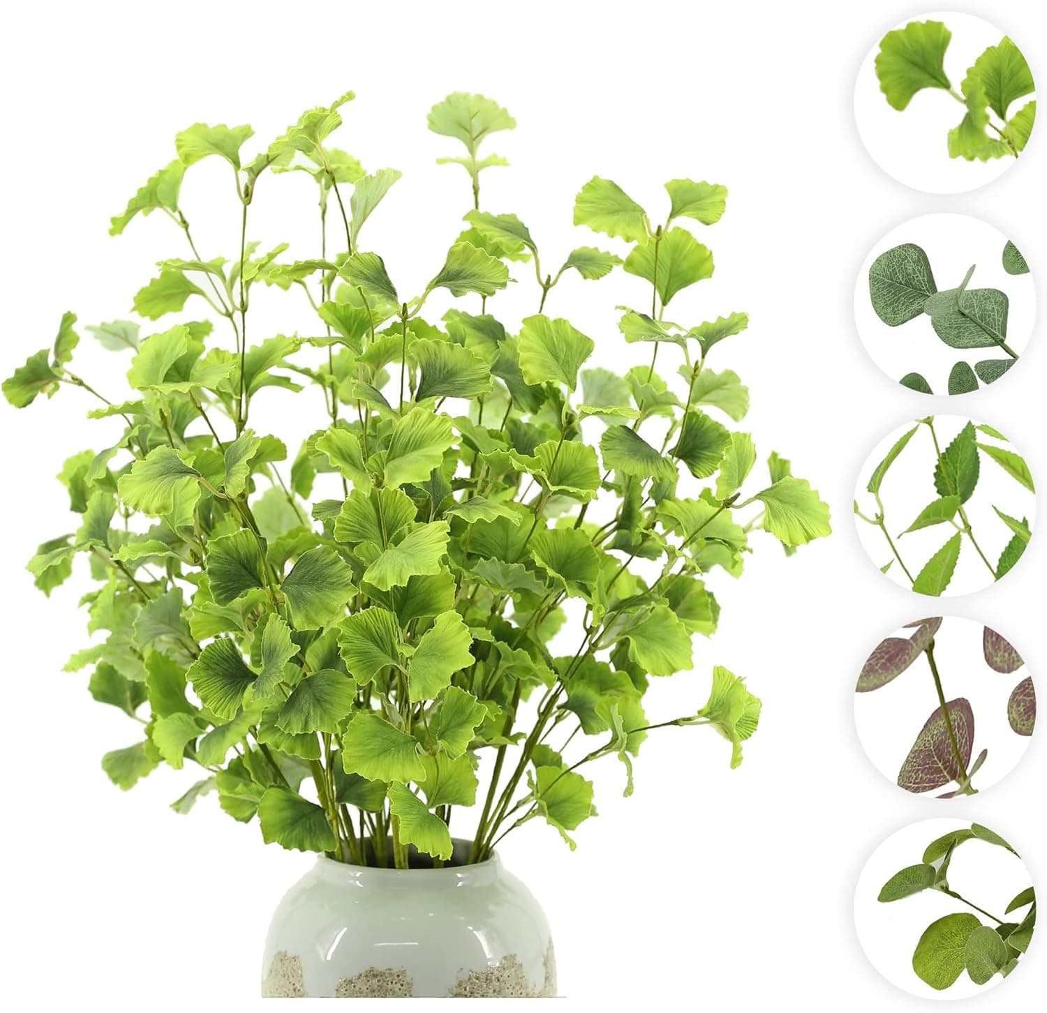 YNYLCHMX Artificial Ginkgo Leaves Stems 6 Pcs Greenery Foliage Fake Branches Stem 27.5" for Bouquets, Floral Arrangements, Wedding, Party, Home Decor