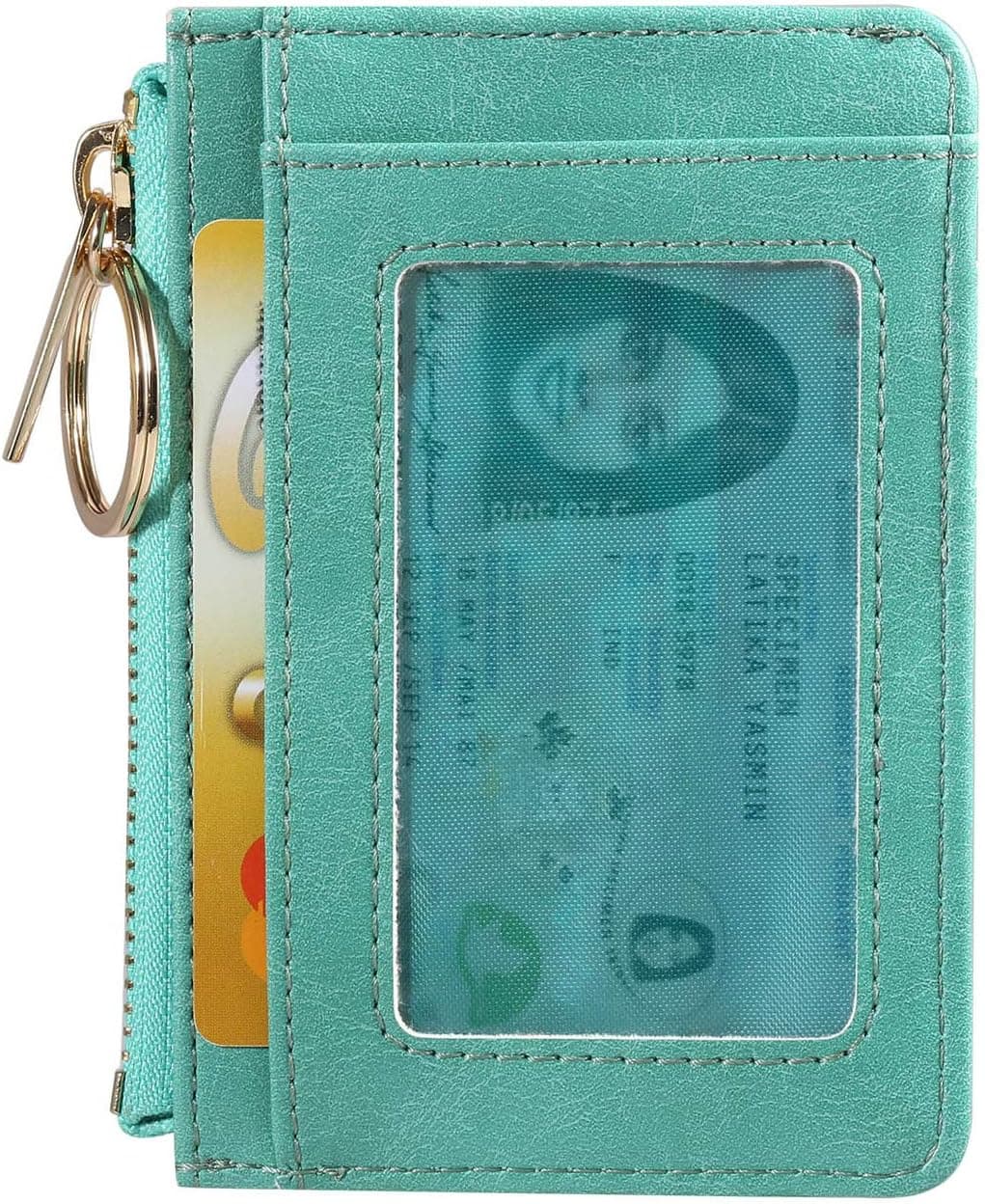 expouch Coin Purse for Women Leather Change Wallet Coin Pouch Small Front Pocket Wallets with Key Chain (Green)