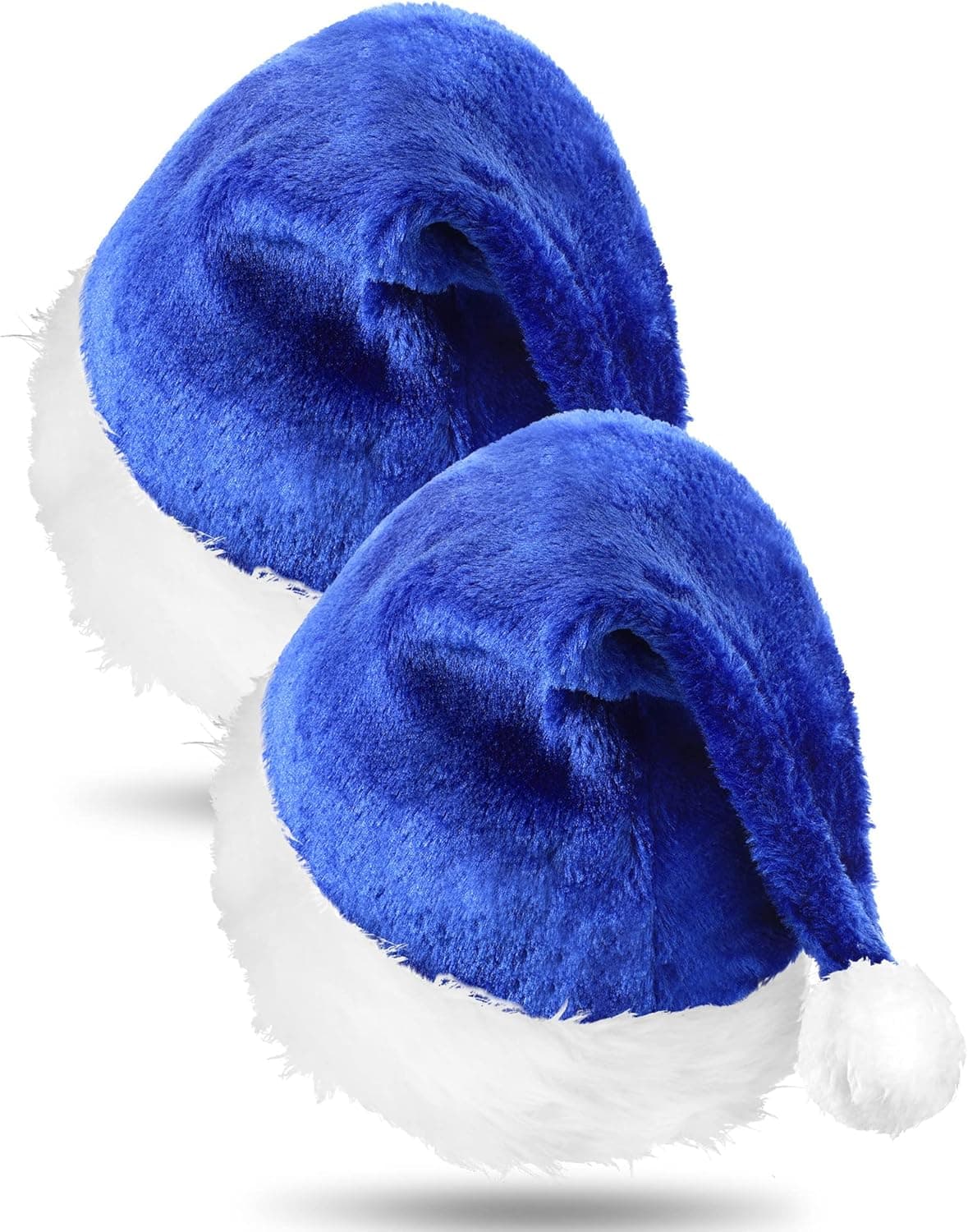 EBOOT 2 Pcs Plush Holiday Christmas Santa Hats Short Plush Claus Cap with Lined Unisex Velvet Comfort Xmas Hat Thicken Plush
