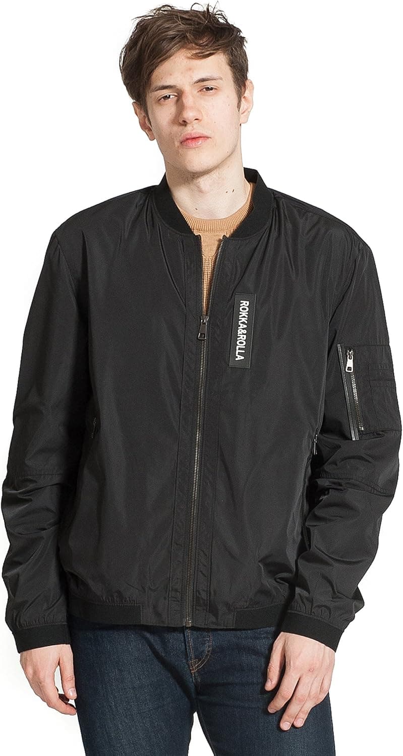 Rokka&Rolla Men's Bomber Jackets Lightweight Windbreaker Varsity Flight Jacket Casual Fashion Coat