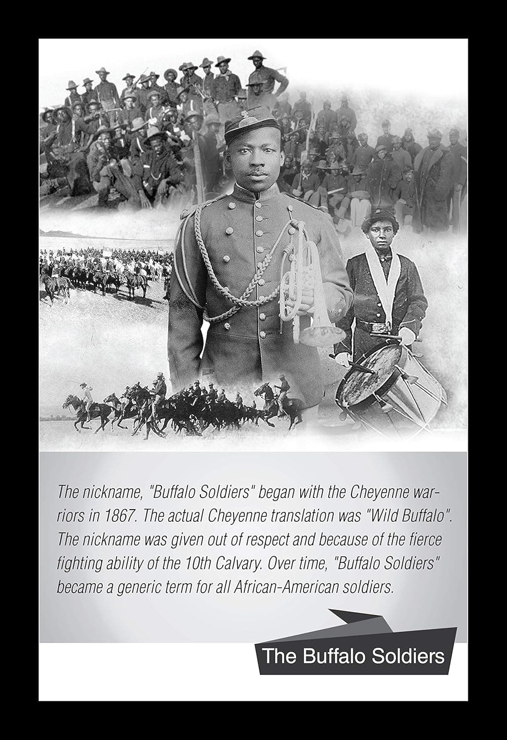 The Buffalo Soldiers Poster by Sankofa Designs (19x13 inches - Black Frame)