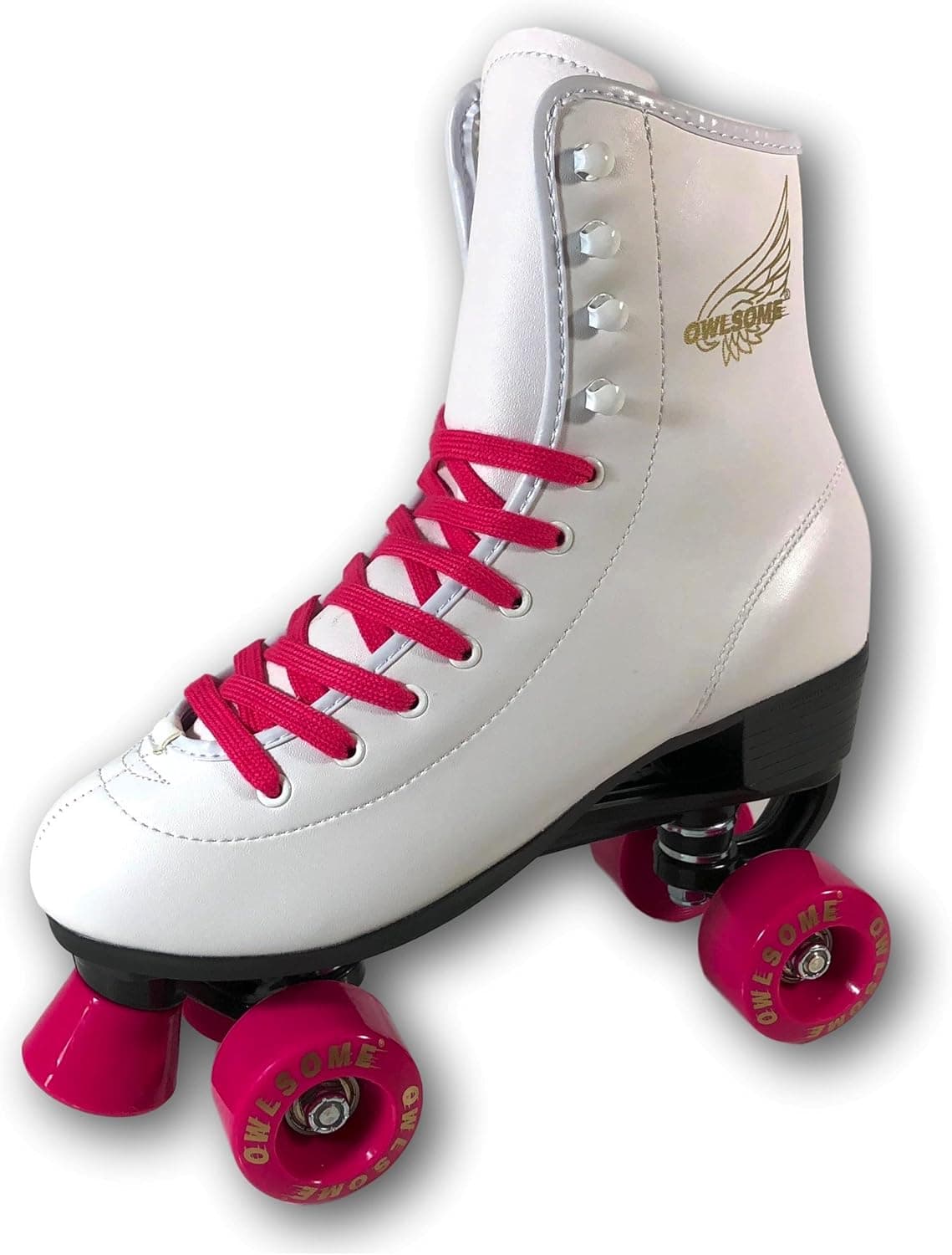 Owlsome Classic High Top Boot Style Soft Faux Leather Roller Skates for Adult & Youth