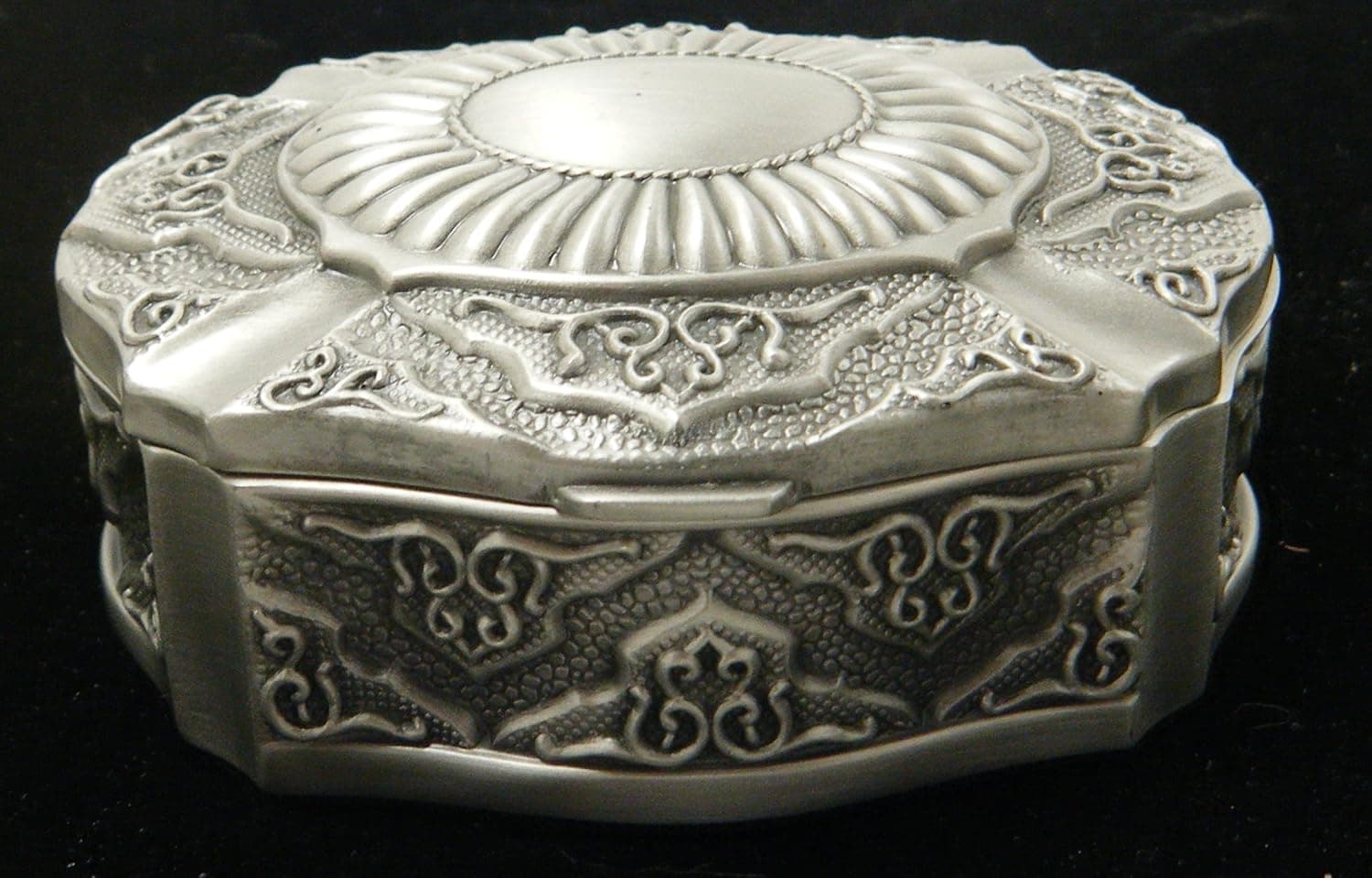 Treasure Chest Pewter Metal Jewelry Box