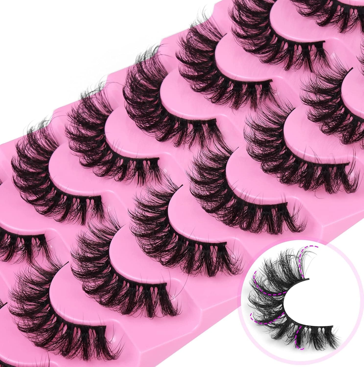 6D Eyelashes Natural Cat Eye Lashes Fluffy Mink Lashes Like Extensions 15mm Fox Eye Lashes Pack 8 Pairs by HeyAlice