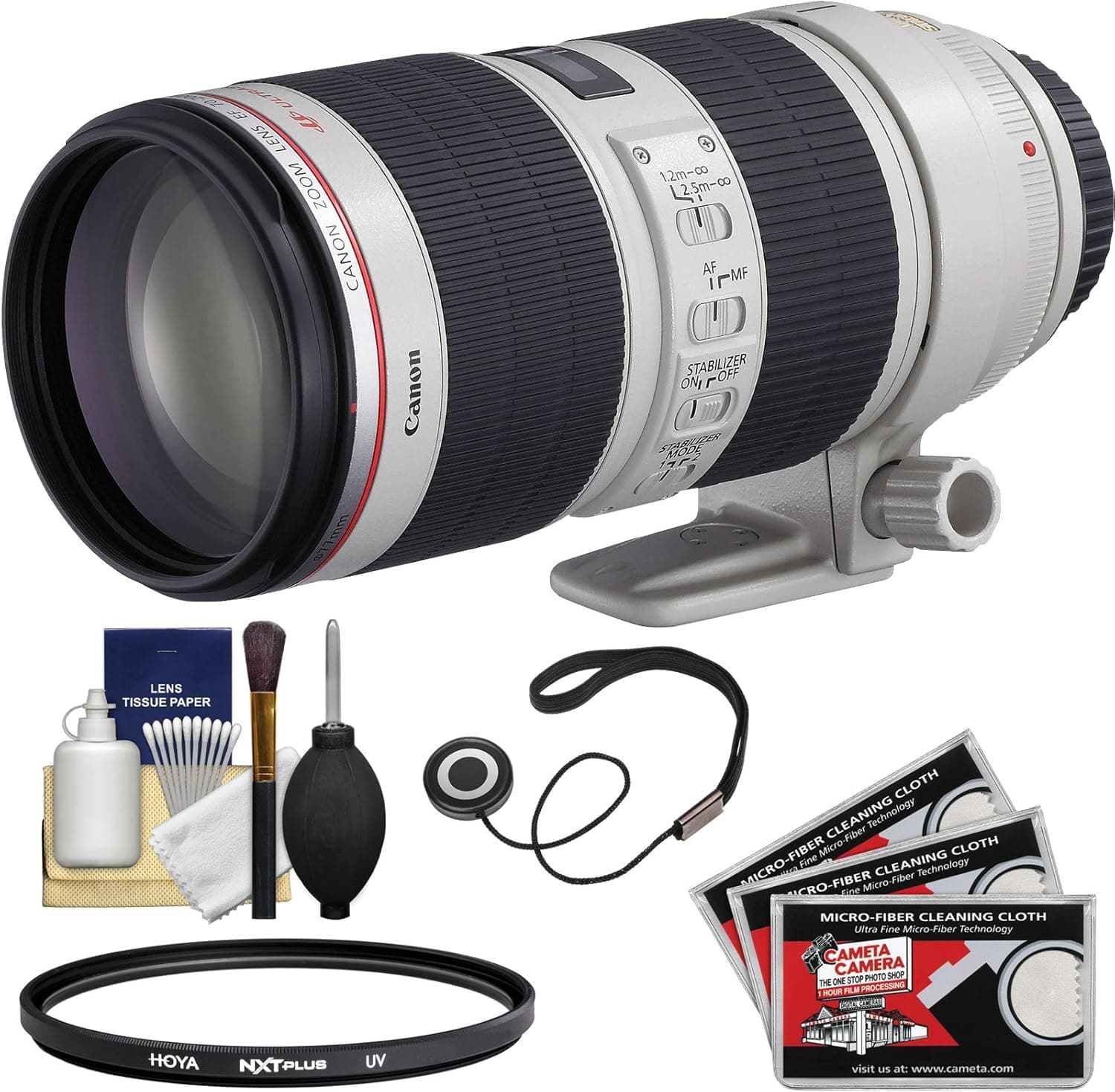 Canon EF 70-200mm f/2.8 L IS II USM Zoom Lens + Hoya UV Filter Kit for EOS 6D, 70D, 7D, 5DS, 5D Mark II III, Rebel T3, T3i, T5, T5i, T6i, T6s, SL1