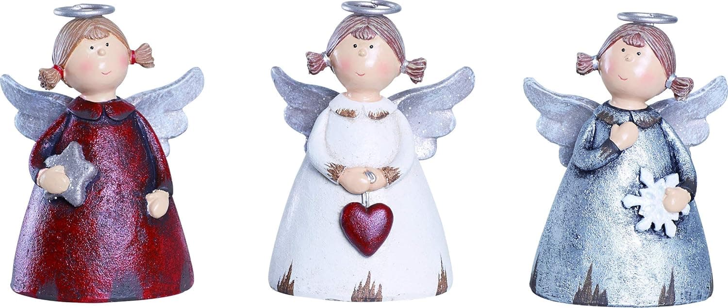 Transpac Imports Small Resin Snow Angel Set of 3 Figurine, White
