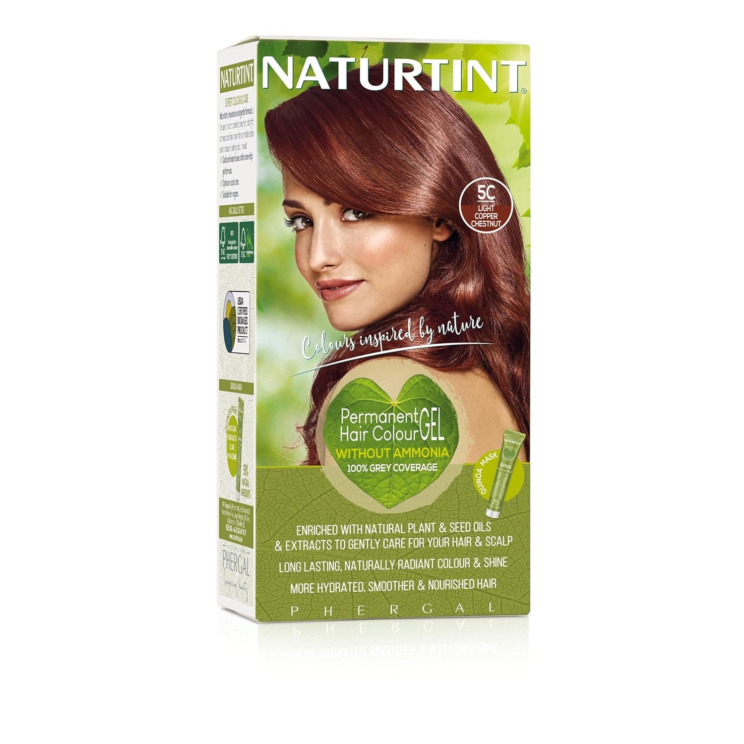 Naturtint Permanent Hair Color 5C Light Copper Chestnut (Pack of 1), Ammonia Free, Vegan, Cruelty Free, up to 100% Gray Coverage, Long Lasting Results