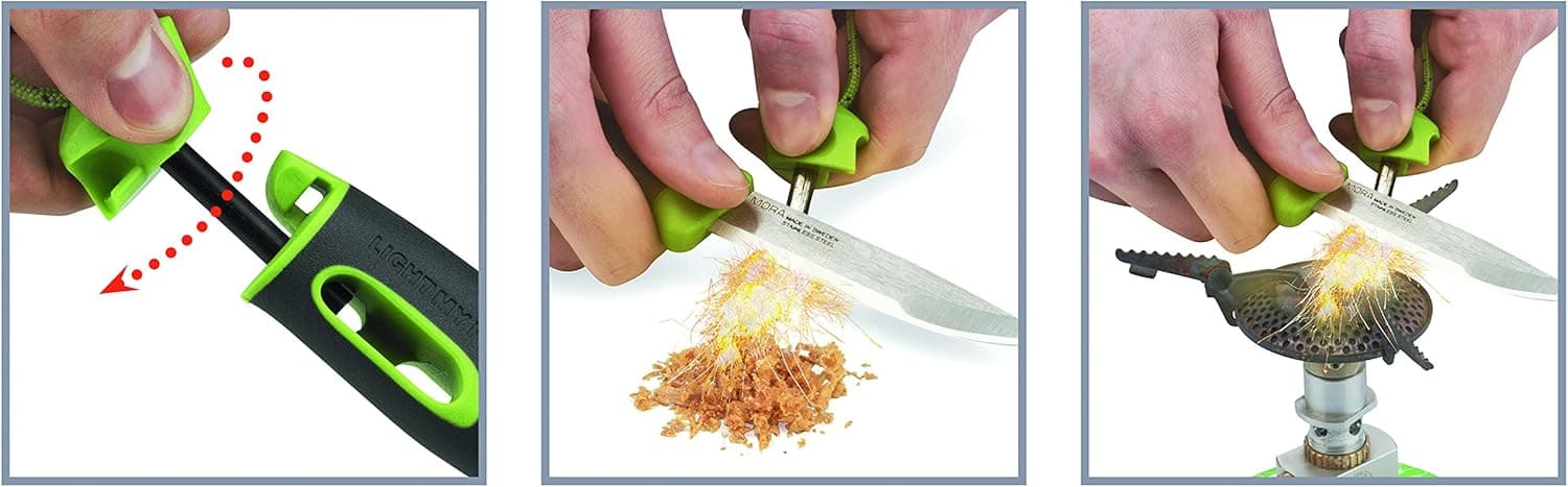 Light My Fire Swedish FireKnife Fixed Blade Knife with 9.5 cm (3.75 Inch) Sandvik Stainless Steel Blade and Swedish FireSteel Fire Starter