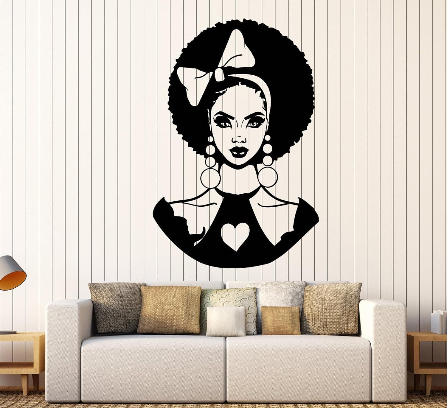 Vinyl Wall Decal African Woman Hairstyle Bow Black Lady Stickers Large Decor (2204ig) Black