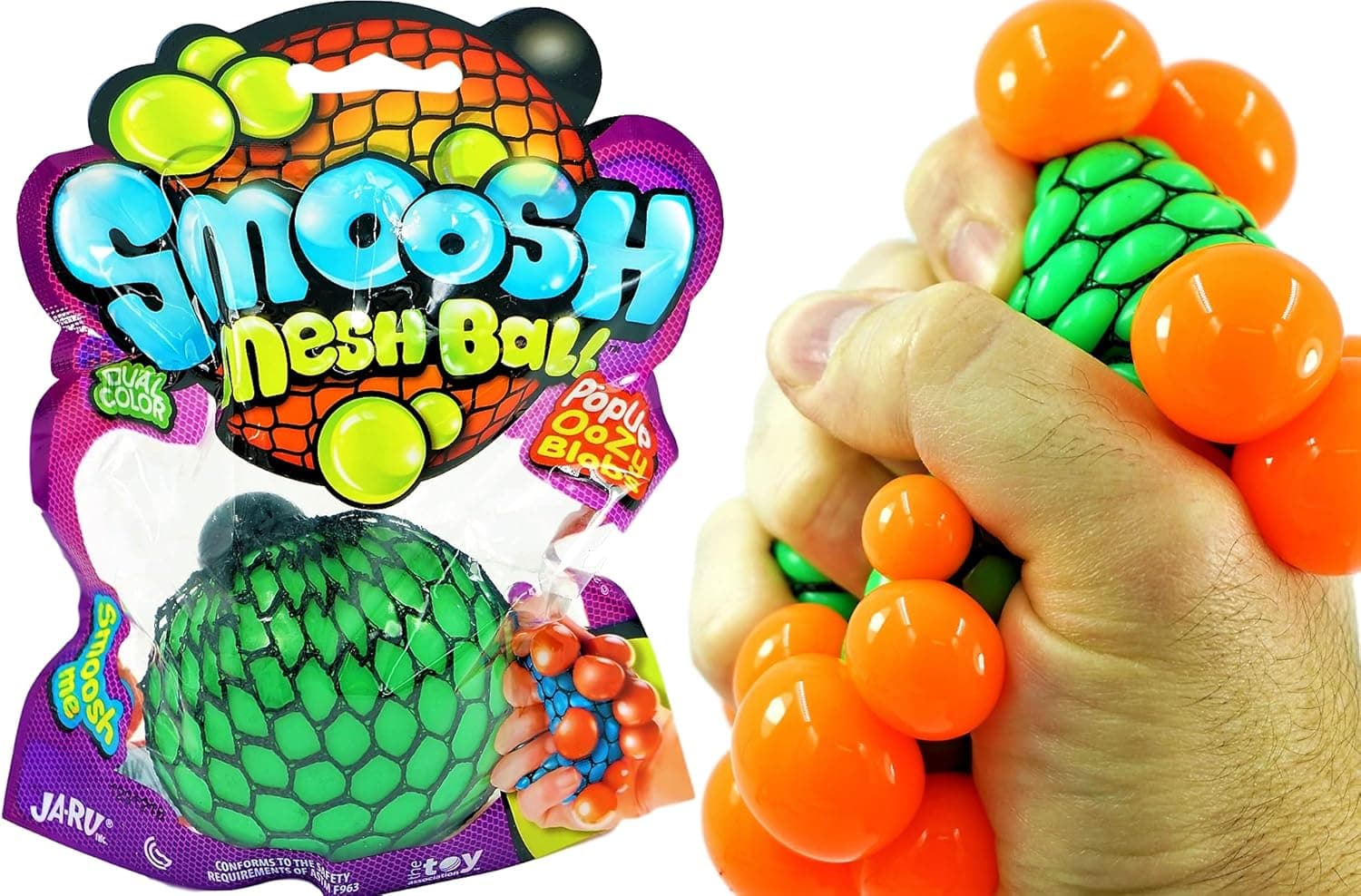 JA-RU Color Changing Stress Relief Mesh Squishy Balls (1 Unit Assorted) Squeeze Ball Grape Fidget Toy Ball, Stress Toy Therapy Balls for Kids and Adults. Party Favors Toys 4219-1