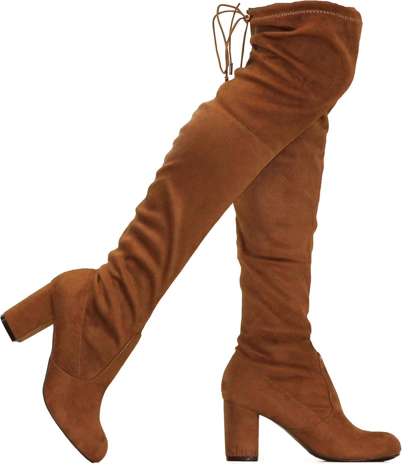 MVE Shoes Women's High Knee Back Lace up Side Zipper