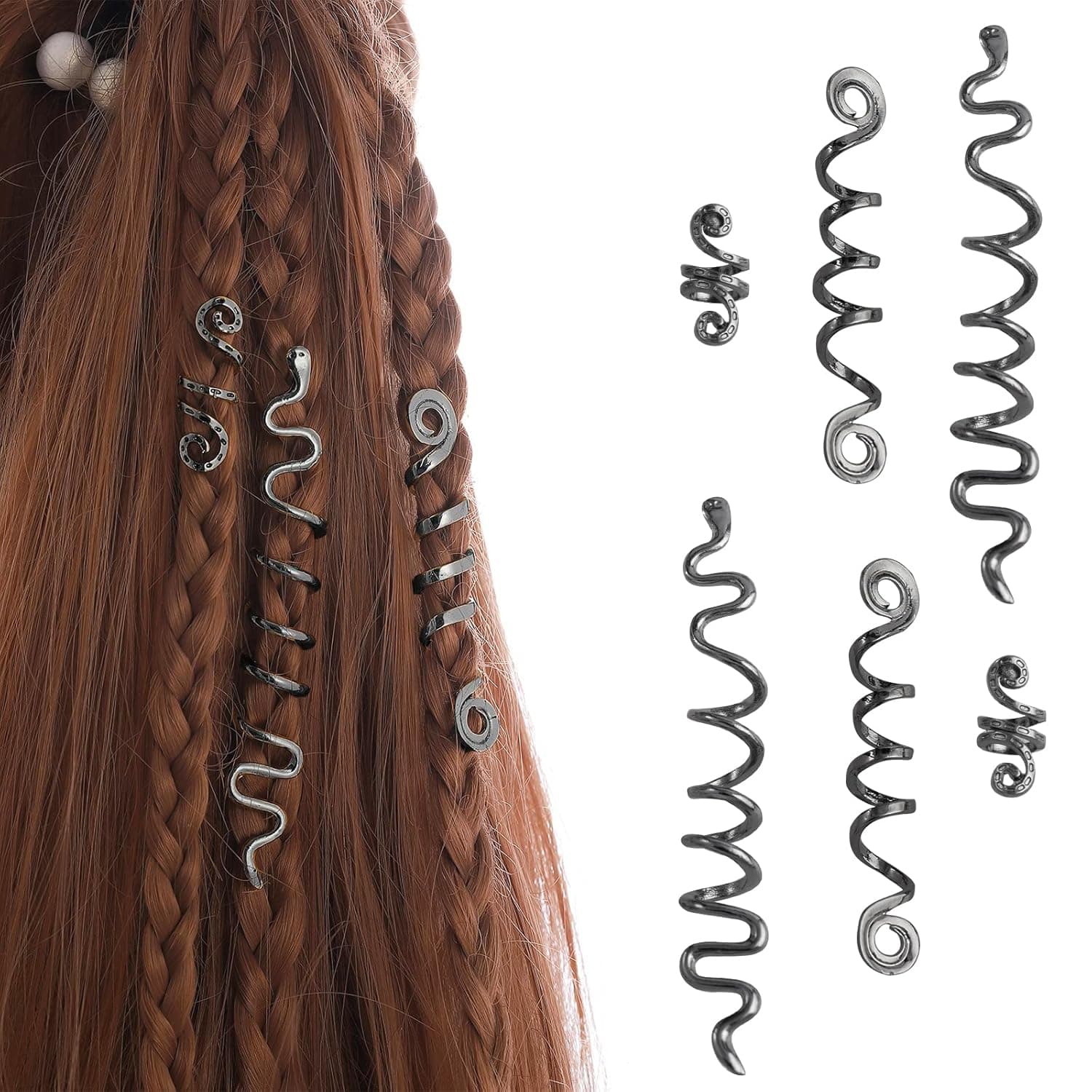 FRDTLUTHW Loc Hair Jewelry for Braids, Dreadlock Accessories Hair Decoration Clips for Women Girls Dark Colors(pack of 6)