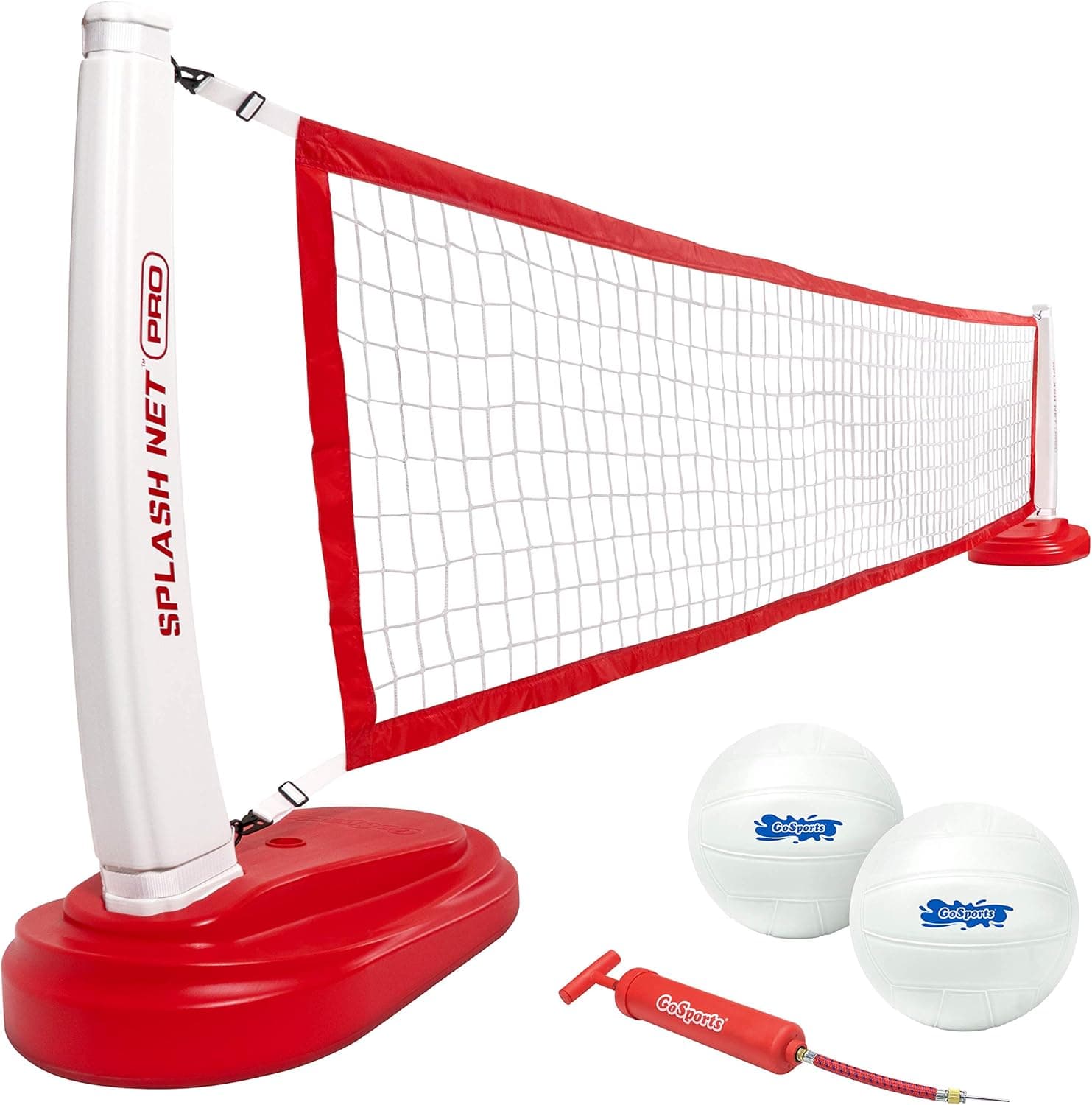 GoSports Splash Net PRO Pool Volleyball Net Includes 2 Water Volleyballs and Pump
