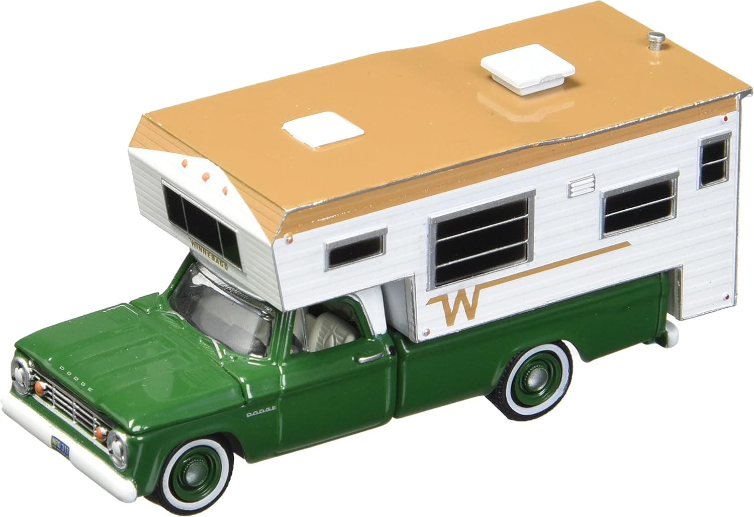 1967 Dodge D-100 Green with Winnebago Slide in Camper Hobby Exclusive 1/64 by Greenlight 29866