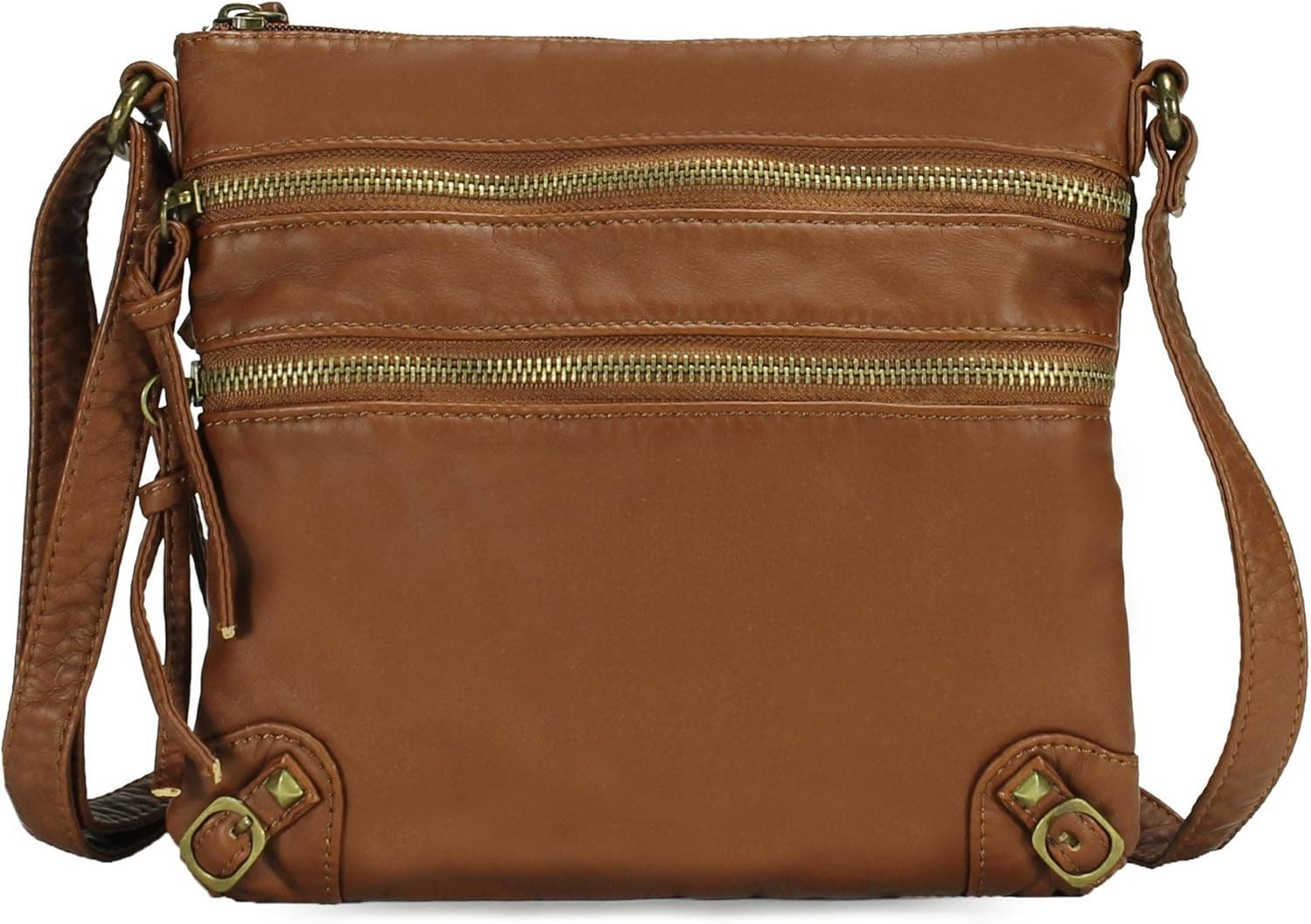 Scarleton Small Crossbody Shoulder Bag for Women, Ultra Soft Washed Vegan Leather, Brown, H197904