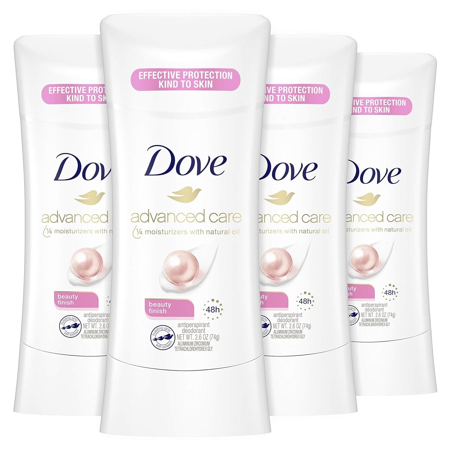 Dove Advanced Care Antiperspirant Deodorant Stick for Women Beauty Finish for 48 Hour Protection And Soft And Comfortable Underarms, 2.6 Ounce (Pack of 4)