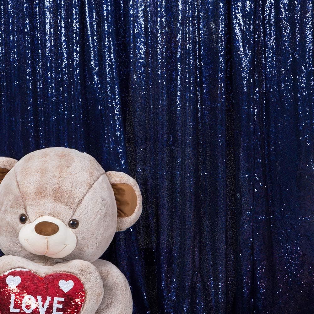 JYFLZQ Navy Blue Sequin Backdrop Curtains 7ft x 7ft 1 Panel Glitter Photo Booth Backdrops Sparkly Photography Background Drapes for Parties Wedding Bridal Showers
