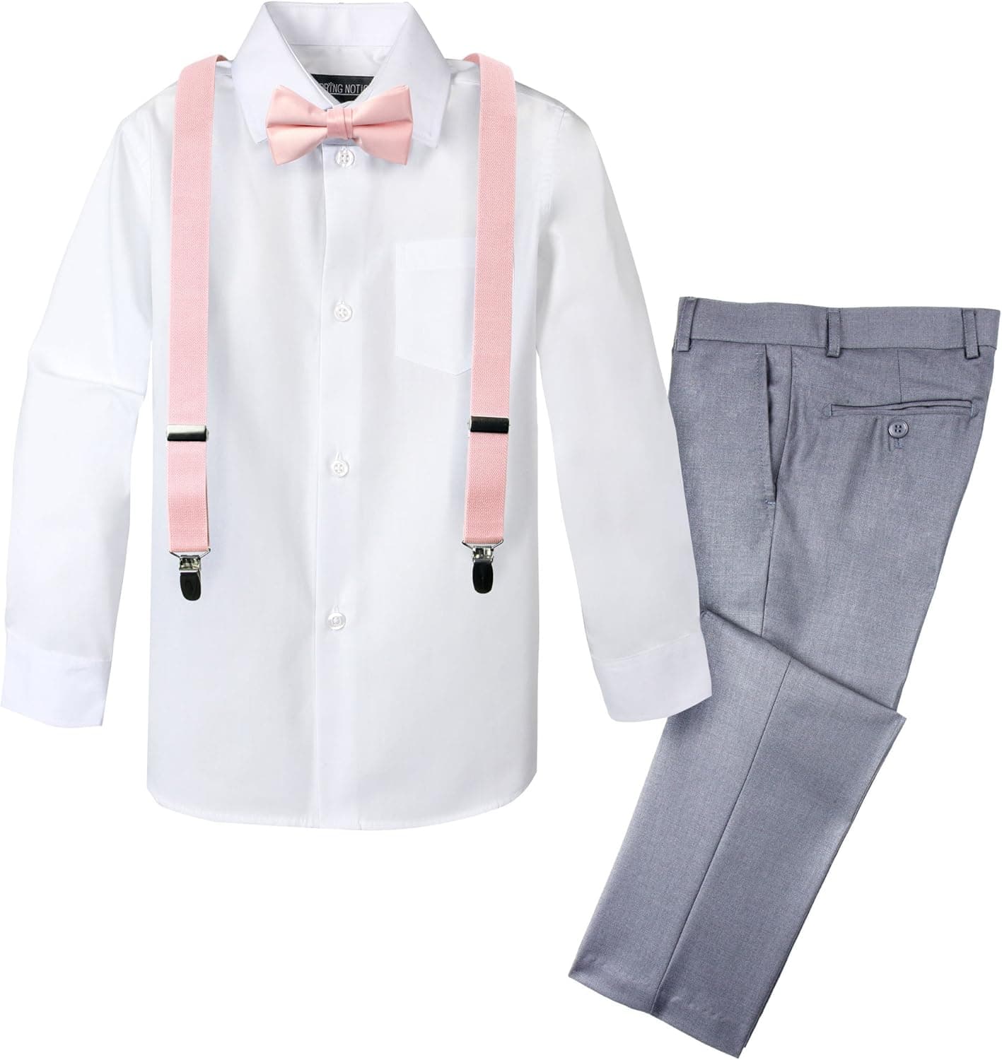 Spring Notion Boys' 4-Piece Suspender Outfit, Customizable Option Available
