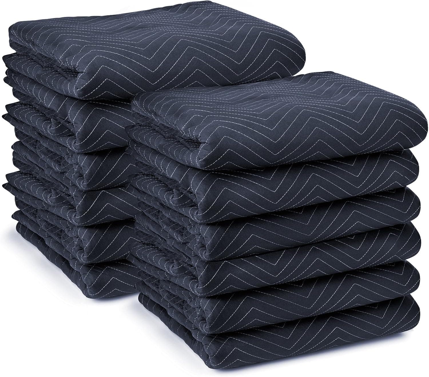 Sure-Max 12 Moving & Packing Blankets - Pro Economy - 80" x 72" (35 lb/dz weight) - Quilted Shipping Furniture Pads Navy Blue and Black