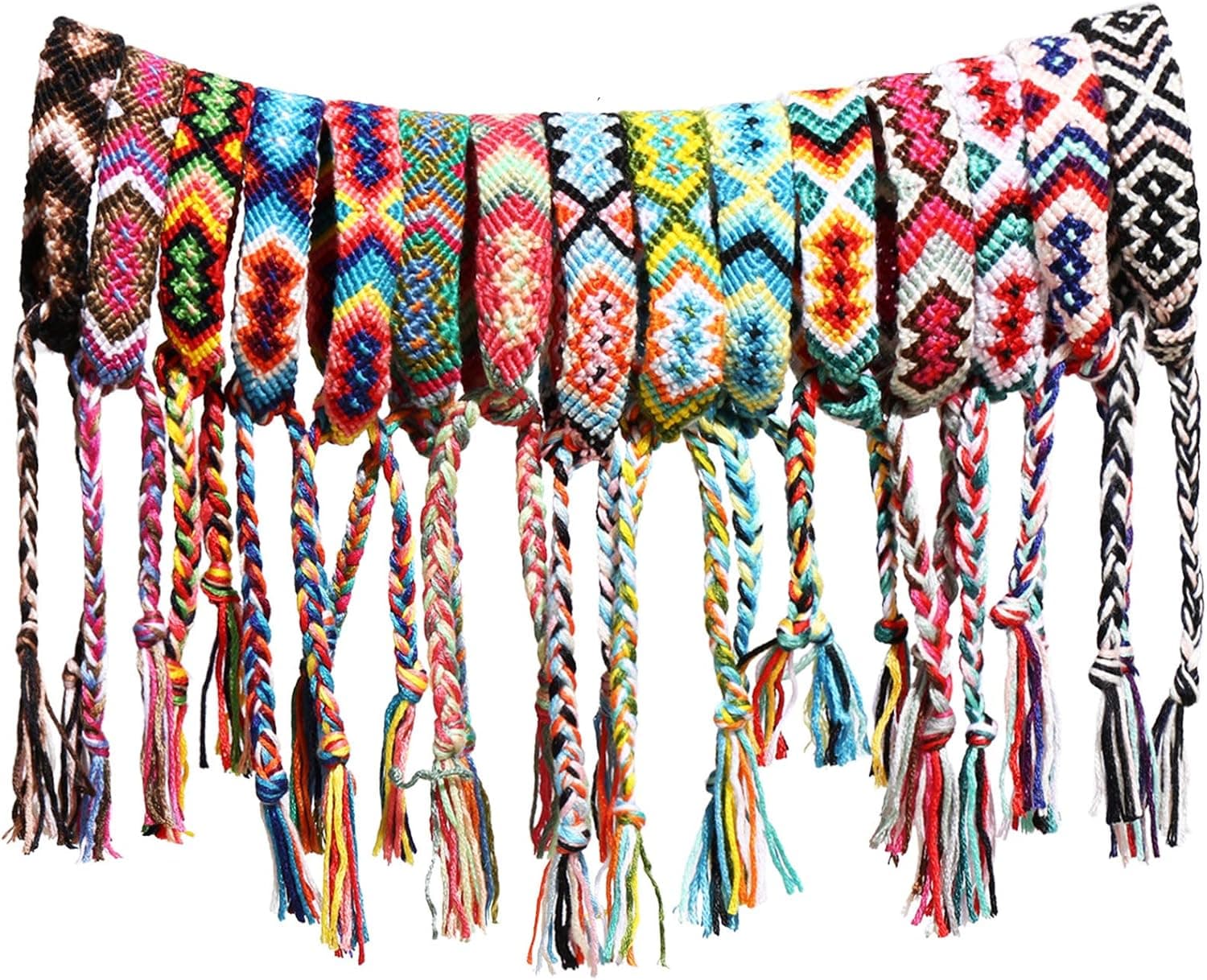 15 Pieces Nepal Style Friendship Bracelets Handmade Woven Bracelets Colorful Braided Wrap Bracelets for Women Girls Kids