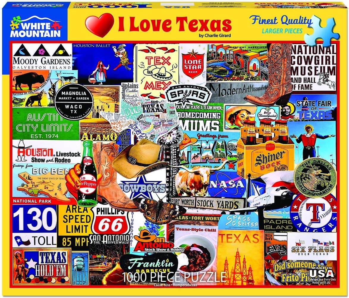 White Mountain Puzzles I Love Texas, 1000 Piece Jigsaw Puzzle