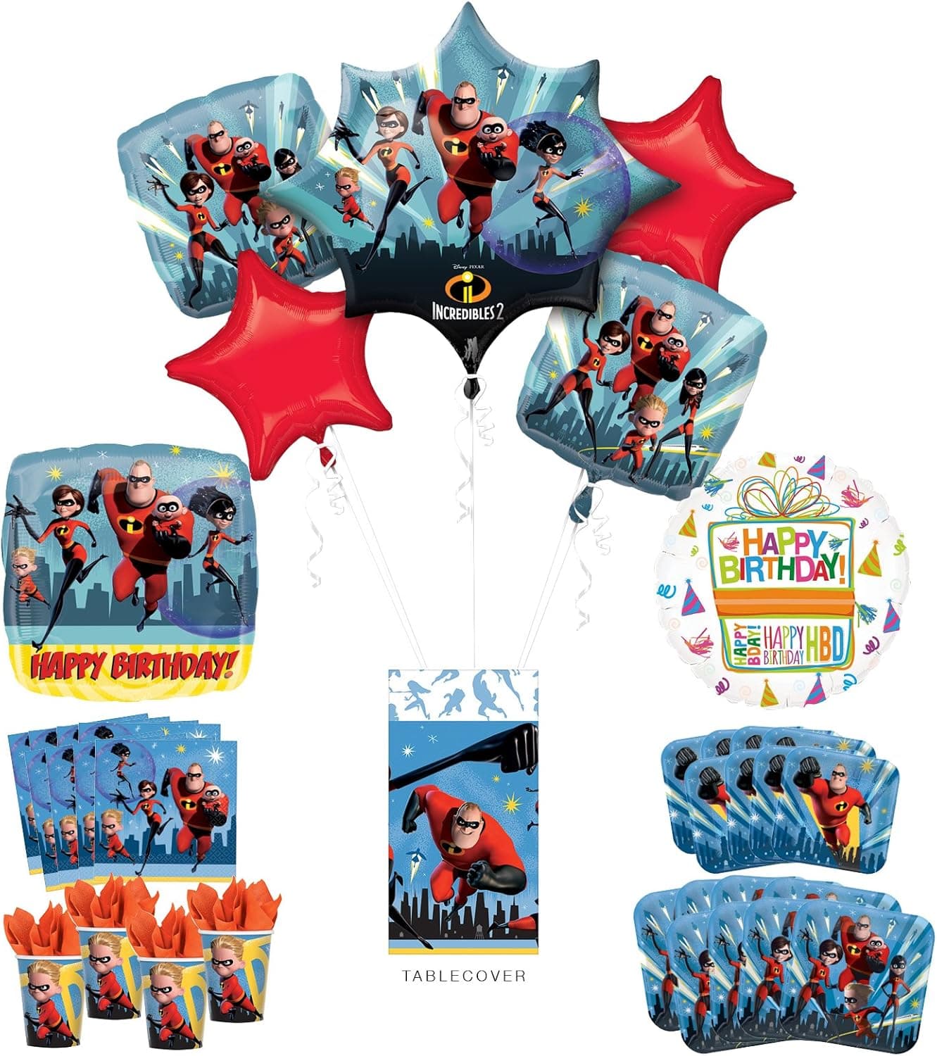 Incredibles Party Supplies 8 Guests Birthday Balloon Bouquet Decorations