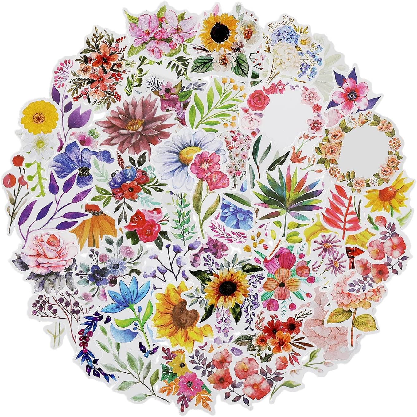 Mr. Pen- Floral Stickers Laptop, 74 pcs, Stickers for Water Bottles, Flower Stickers, Cute Stickers, Stickers for Teens, Stickers Aesthetic, Laptop Stickers, Waterproof Stickers