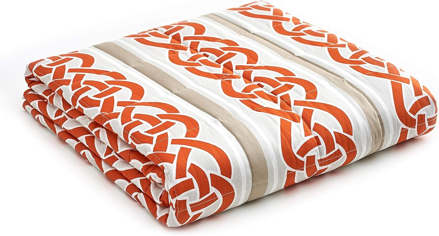 YnM Weighted Blanket — Heavy 100% Oeko-Tex Certified Cotton Material with Premium Glass Beads (Orange, 48''x72'' 15lbs), Suit for One Person(~140lb) Use on Twin/Full Bed