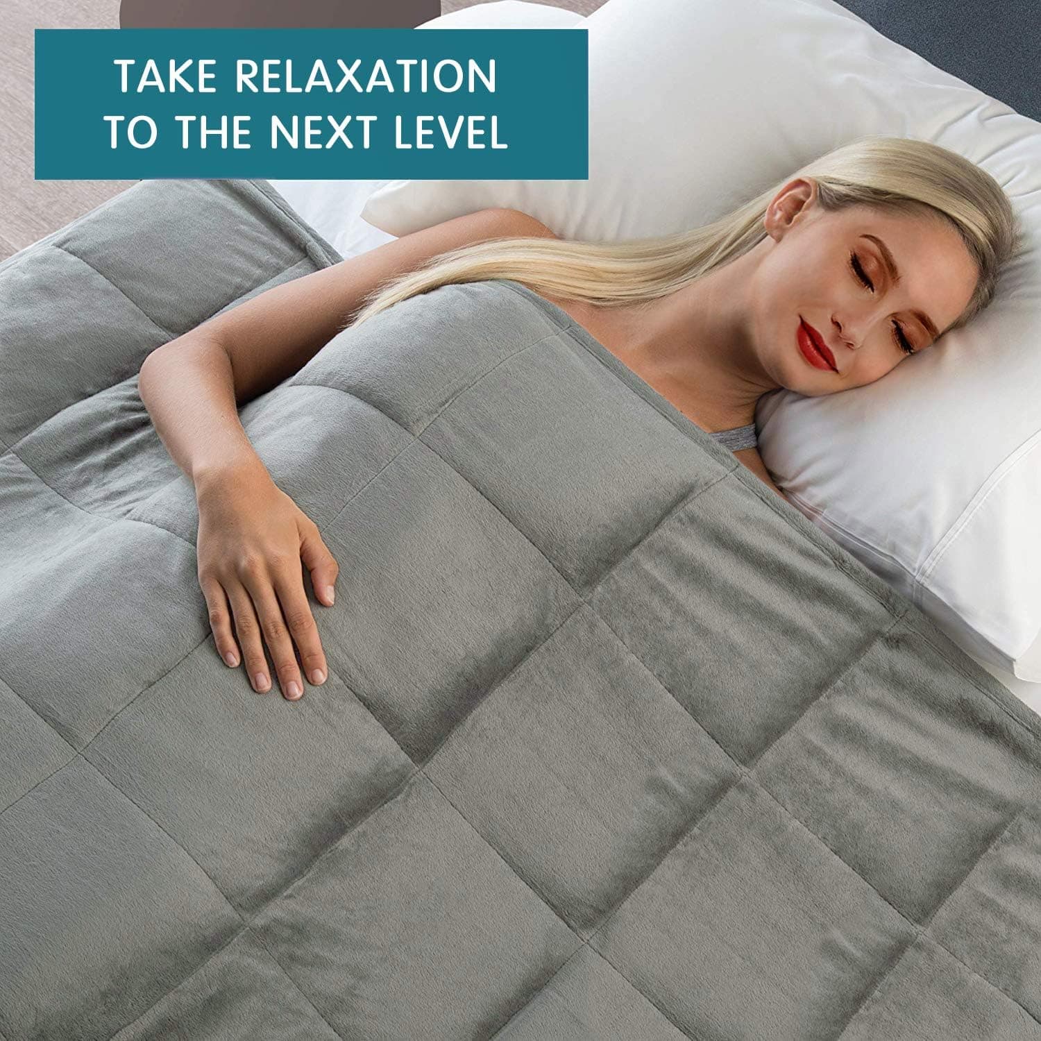 Weighted Blanket, Flannel & 100% Cotton Reversible with Glass Beads for Adult, Youths and Kids, Premium Heavy Blanket with Stitched Edges, Enjoy Natural Deep Sleeping (Grey, QUEEN 15lb 60x80'')