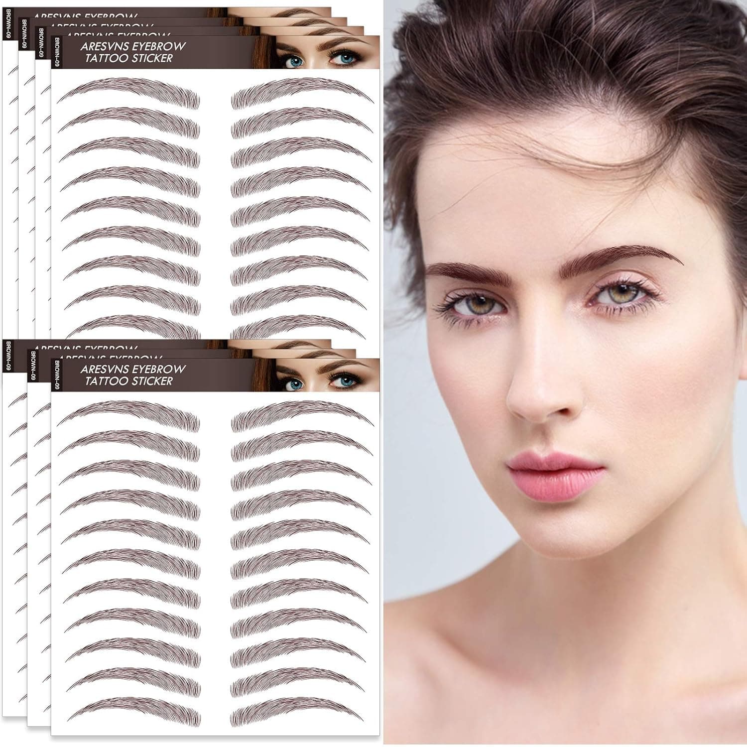 4D Eyebrow Tattoos Chocolate Brown 77 Pairs!Hair-Like Eyebrow Tattoo Sticker,Popular Reddish Brown Eyebrow Transfers Sticker,Suitable Sizes,Waterproof and Long-Lasting 3-5 Day