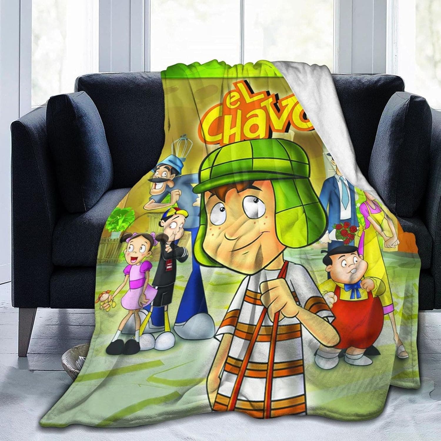 YSLPshop El Chavo Animado Blanket Flannel Plush Anime Throw Blankets Ultra-Soft Micro Fleece Blanket Air Conditioning Blanket Quilt Home Decor Suitable for All Season Sofa Blanket 60inchX50inch Black