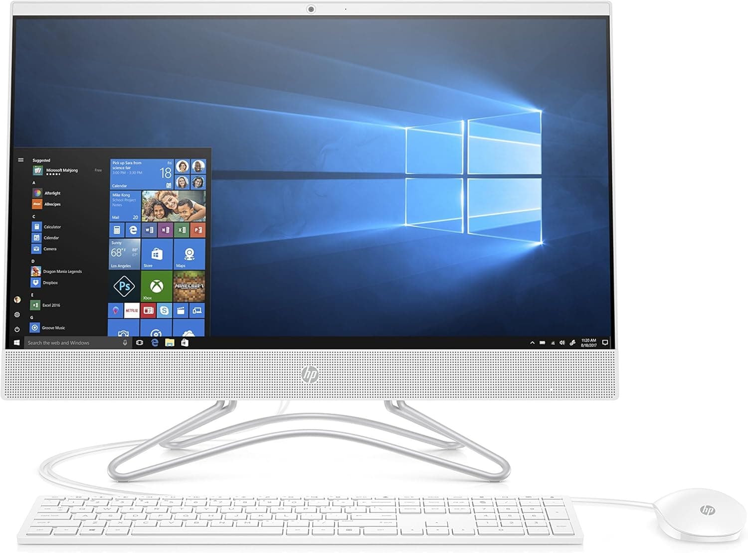 HP 24-inch All-in-One Computer, Intel Pentium Silver J5005, 8GB RAM, 1TB Hard Drive, Windows 10 (24-f0010, White) (Renewed)