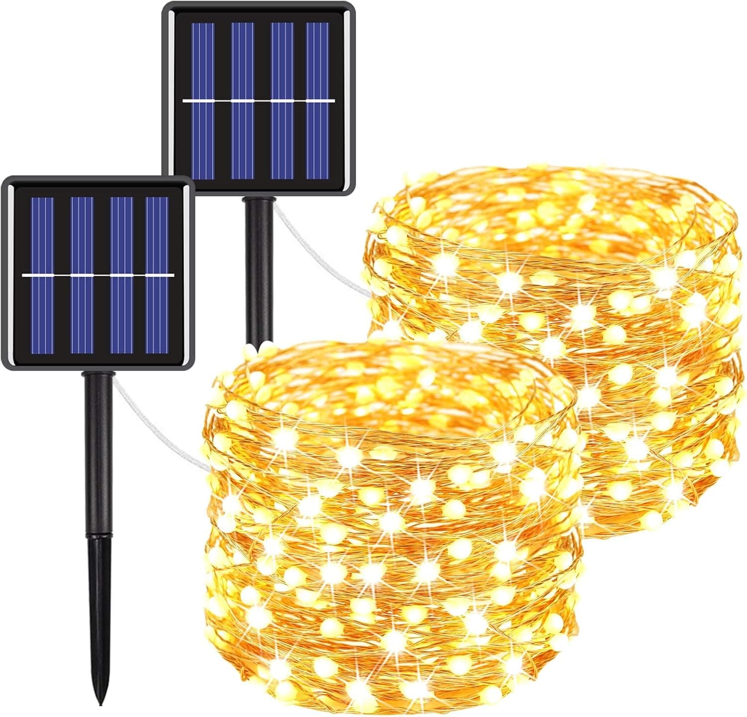 Moon Strike 2-Pack Solar String Lights Outdoor Ultra-Bright, 240LED Solar Fairy Lights with 8 Modes, Waterproof Solar Lights Garden Lights for Garden (Warm White)