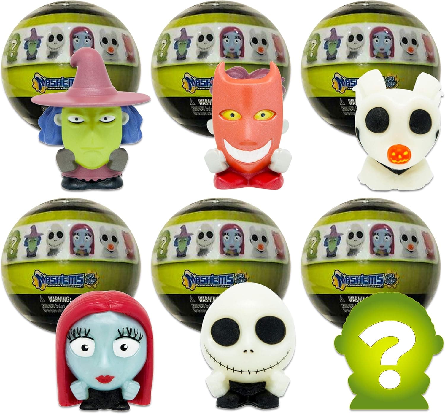 Nightmare Before Christmas Mash'Ems Mystery Pack Series 1 Set - 6 Pack Bundle Blind Box with Super Squishy Nightmare Before Christmas Figures (Super Squishy Party Favors)