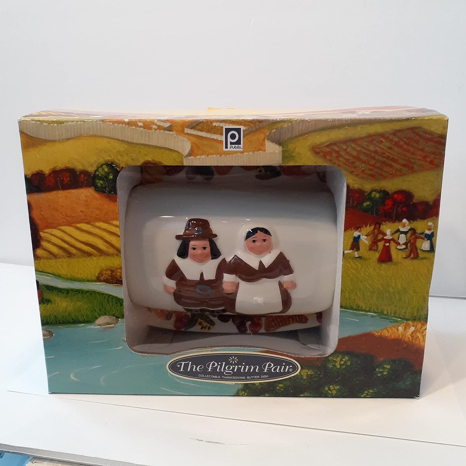 The Pilgrim Pair Thanksgiving Butter Dish by Publix