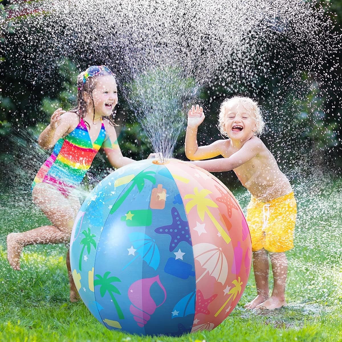 iBaseToy 68 Splash Pad Sprinkler for Kids (4Ball)