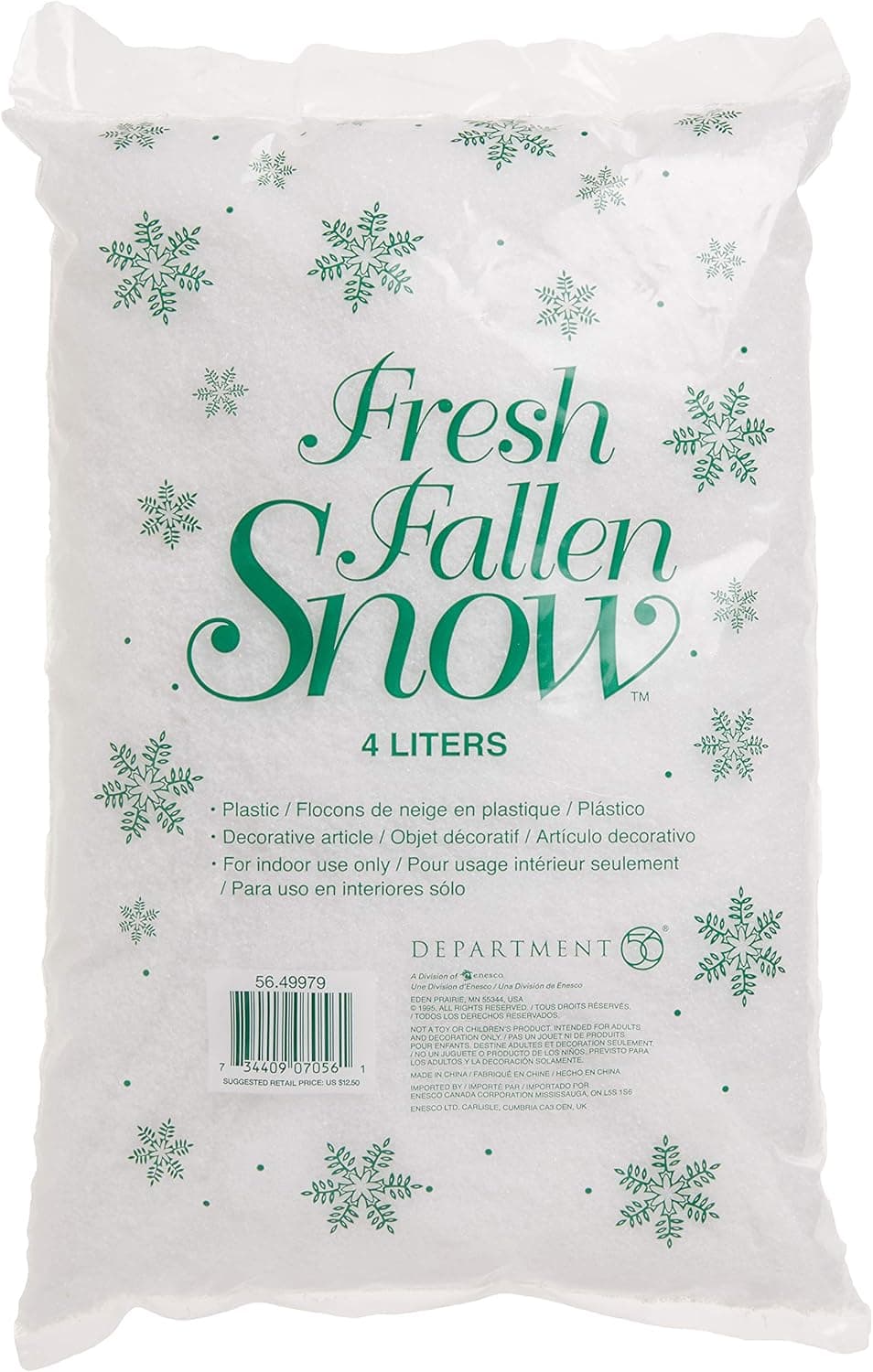 Department 56 Village Collections Fresh Fallen Snow Landscape Accessory, 4 liters bag, White
