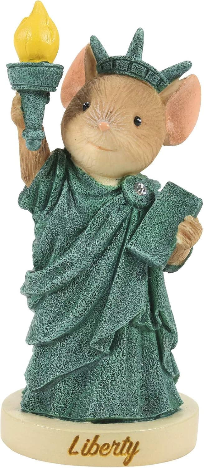 Enesco Tails with Heart Americana Statue of Liberty Mouse Figurine, 2.52 in H, Multicolor