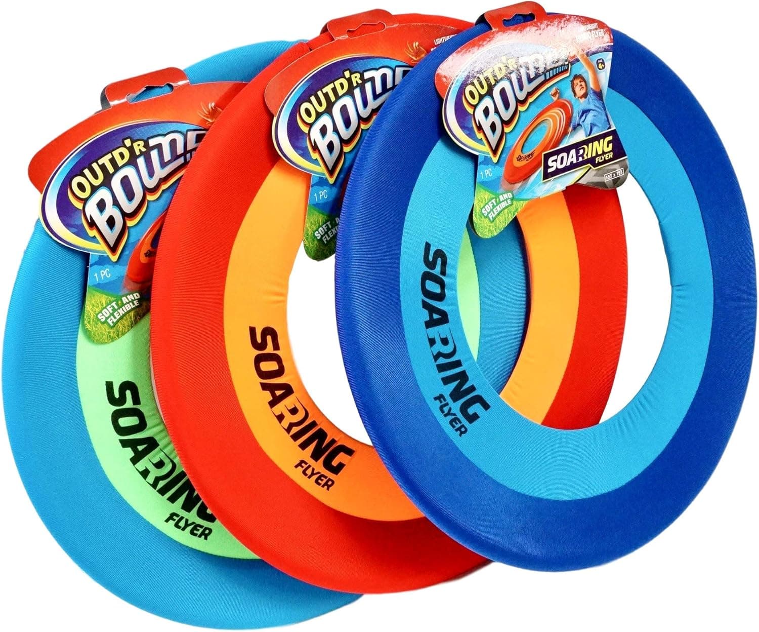 Soft Giant Frisbee Throwing Disc 16" (3 Unit Assorted) Soaring Flyer Splash Fun Aqua Flyer Lightweight. Flying Discs for Kids & Adult Toys. Safe Easy and Professional. Plus Bouncy Ball. Pool 5138-3p
