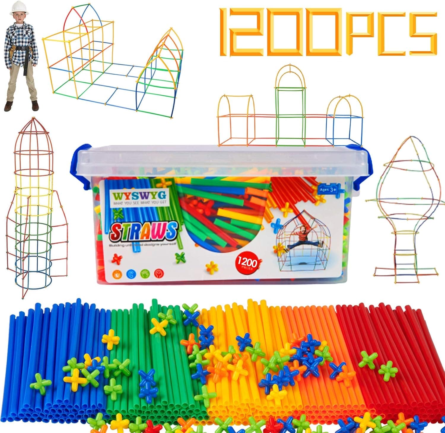 Straw Connector Stem Building Toys Engineering for Kids Straw Building Kit Stem Toys for Kids Straw Constructor Stem Building Building Straws for Kids 1200pcs Games for Kids Ages 4-8-10
